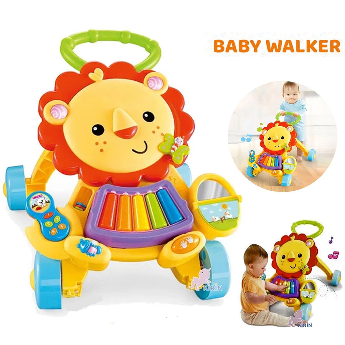 BABY - Andador Caminador Musical 2 en 1 León con Piano y Teléfono