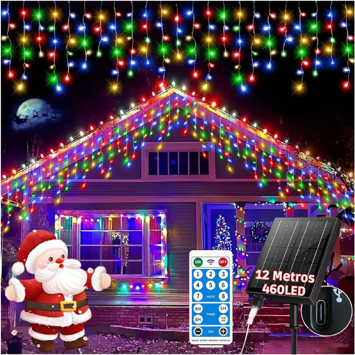 ARTEZA - 460 luces LED-12 Metros Luces solares de Cortina para exteriores