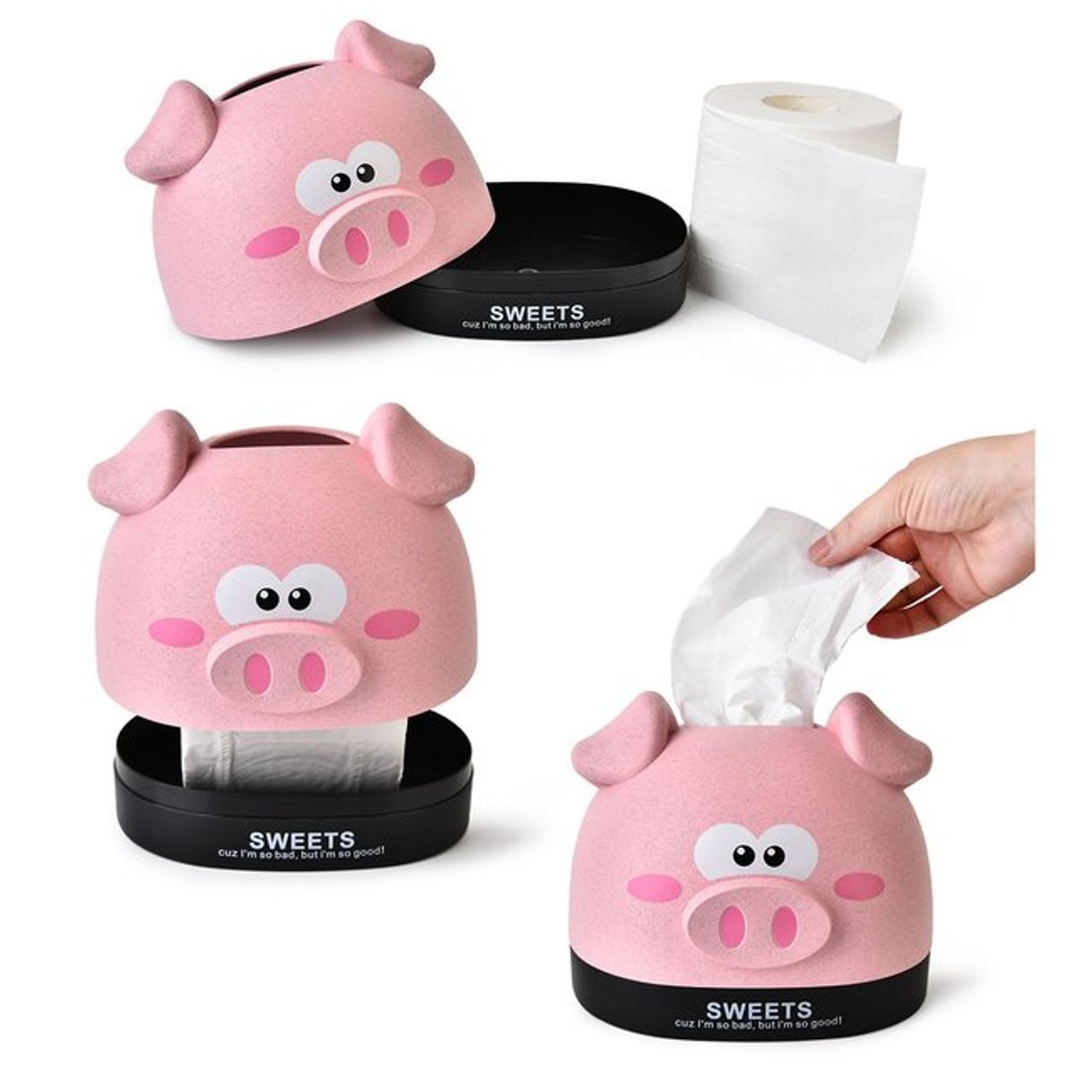 GENERICO - Caja de Pañuelos Tissue Box Kawaii - Cerdito Rosado