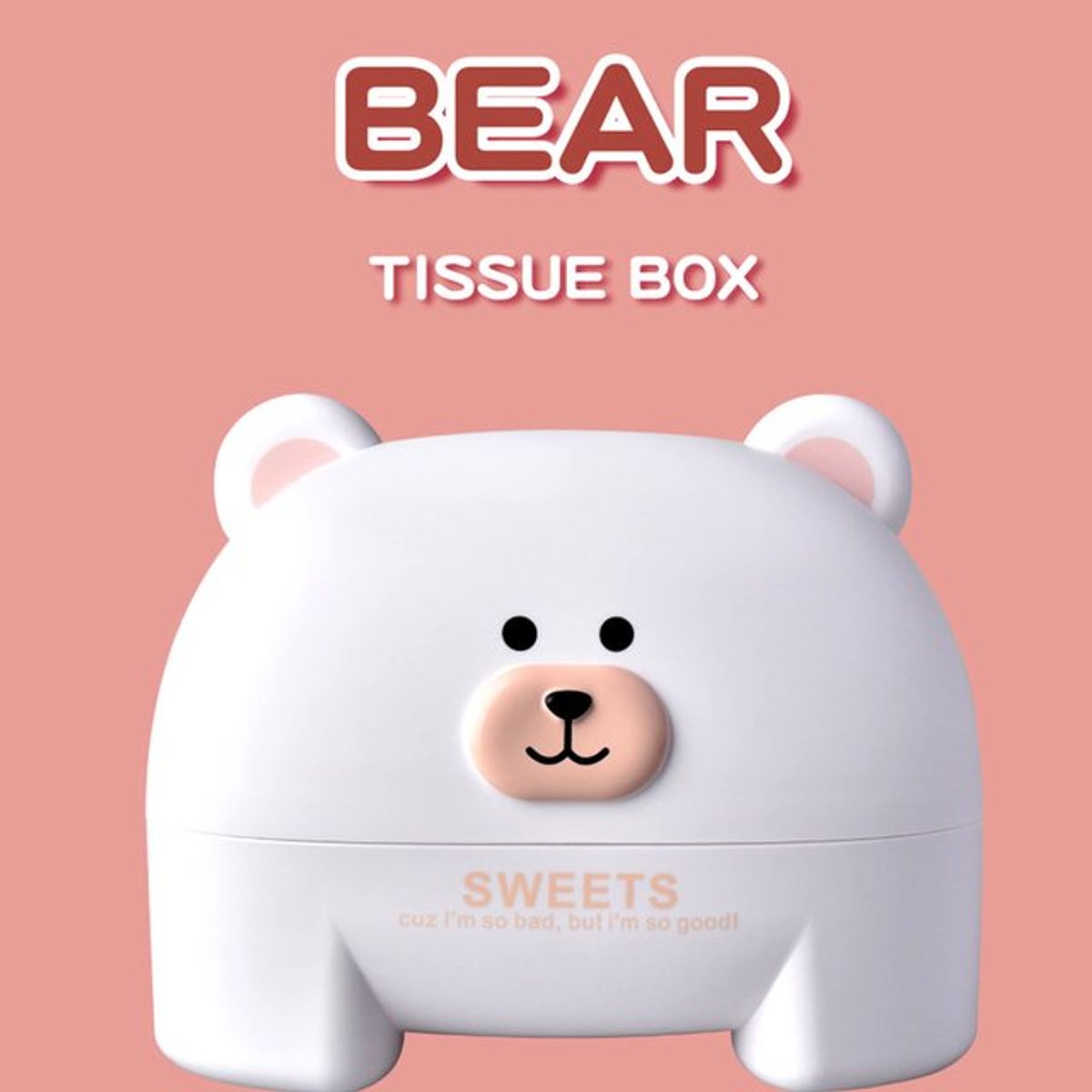 GENERICO - Caja de Pañuelos Tissue Box Kawaii - Oso Blanco