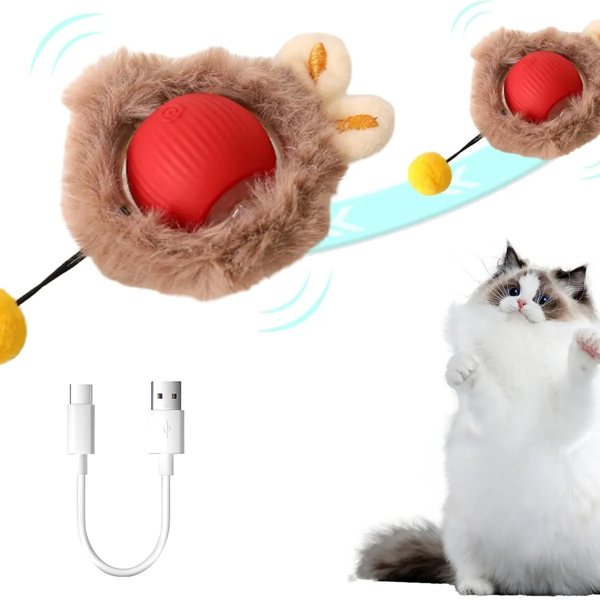 GENERICO - Juguete Inteligente para Gatos Pelota Interactiva con Felpa