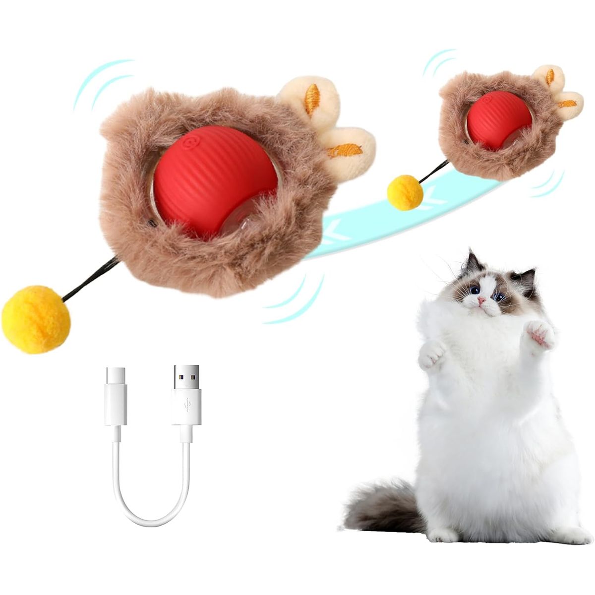 GENERICO - Juguete Inteligente para Gatos Pelota Interactiva con Felpa