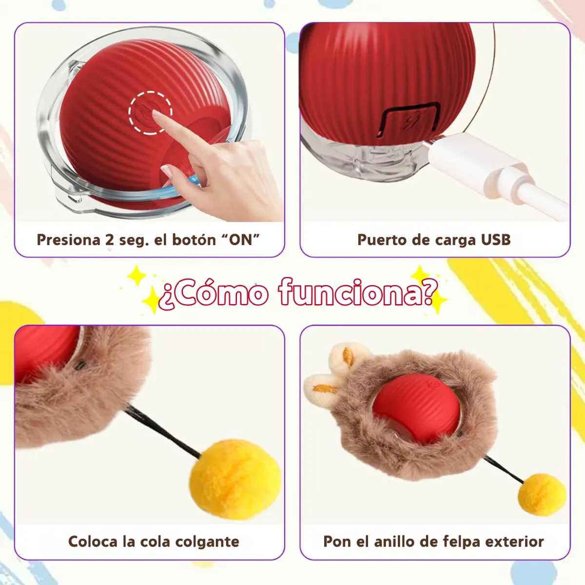 GENERICO - Juguete Inteligente para Gatos Pelota Interactiva con Felpa