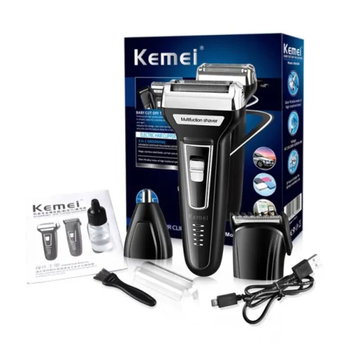 KEMEI - Afeitador Electrico Kemei Km 5560-5561 Grooming Kit 3en1 Phombre