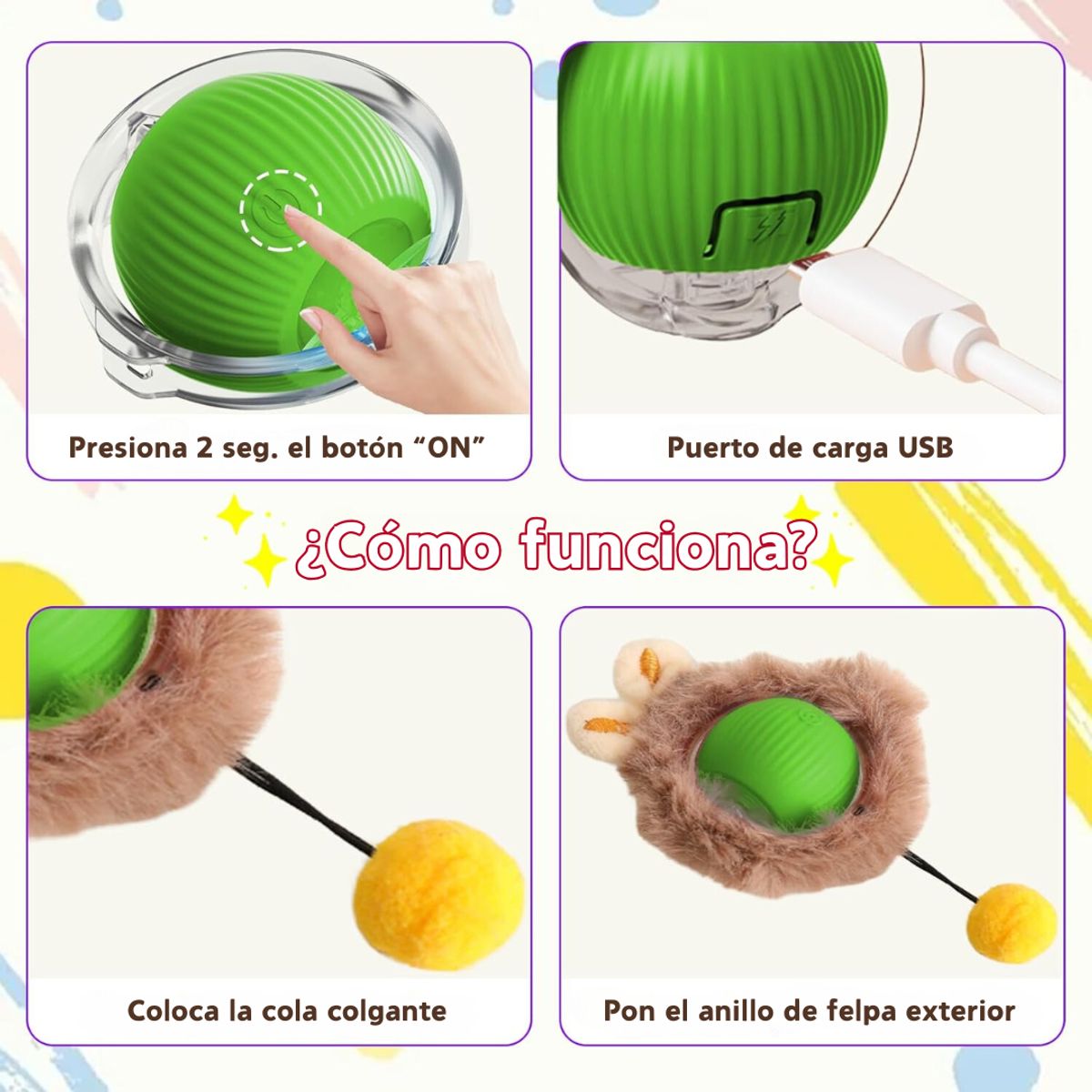 GENERICO - Juguete Inteligente para Gatos Pelota Interactiva con Felpa