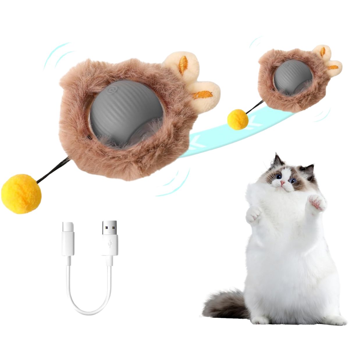 GENERICO - Juguete Inteligente para Gatos Pelota Interactiva con Felpa