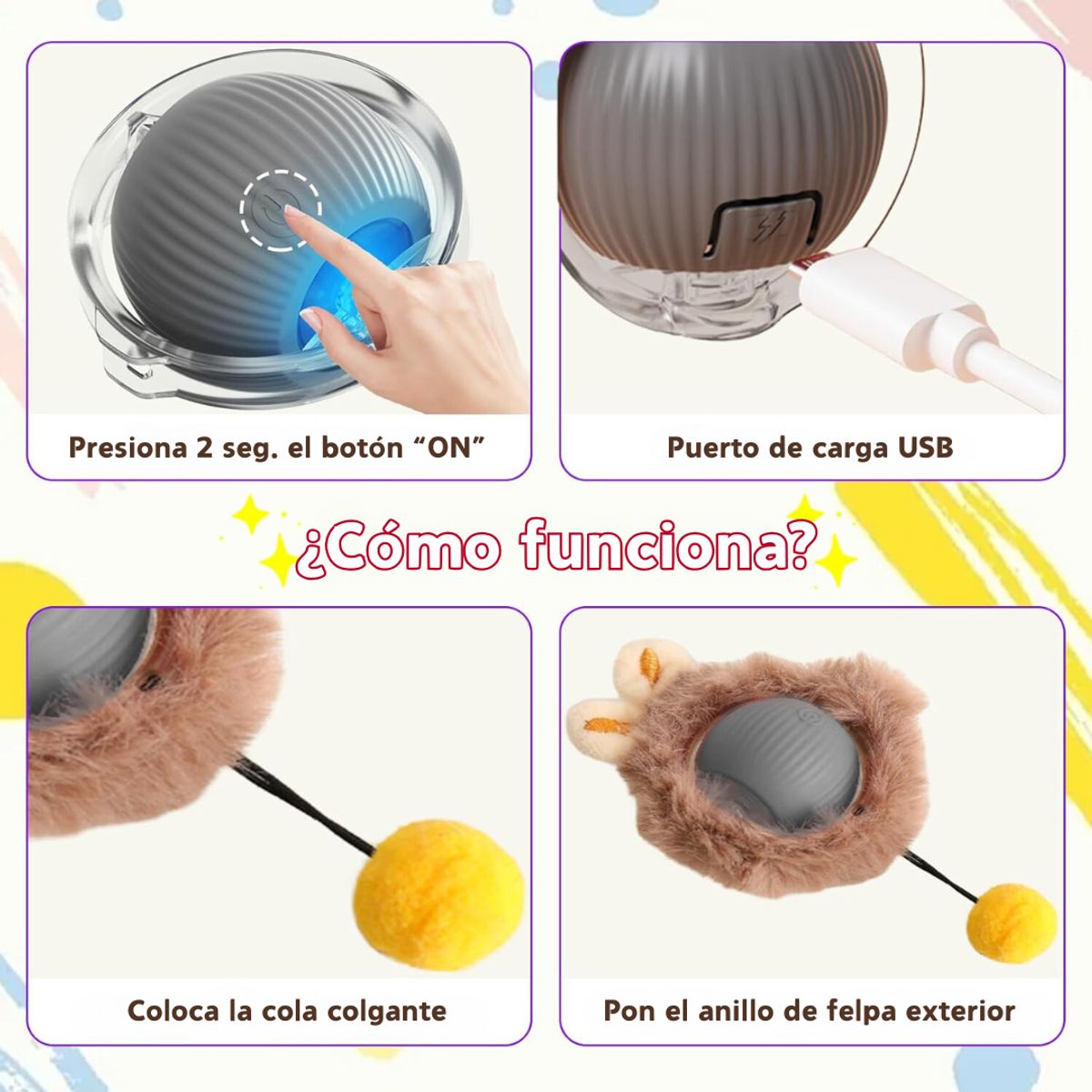 GENERICO - Juguete Inteligente para Gatos Pelota Interactiva con Felpa