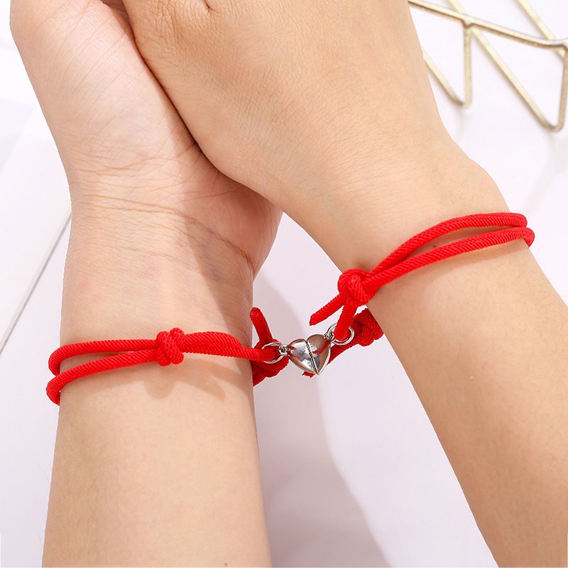 GENERICO - PULSERA MAGNÉTICA DE 2 PIEZAS PARA PAREJA CON DIJE DE CORAZON