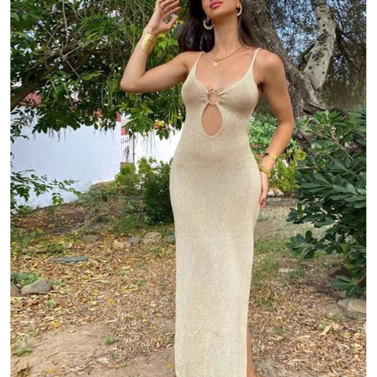 GENERICO - Talla XS Vestido tejido mujer Espalda V