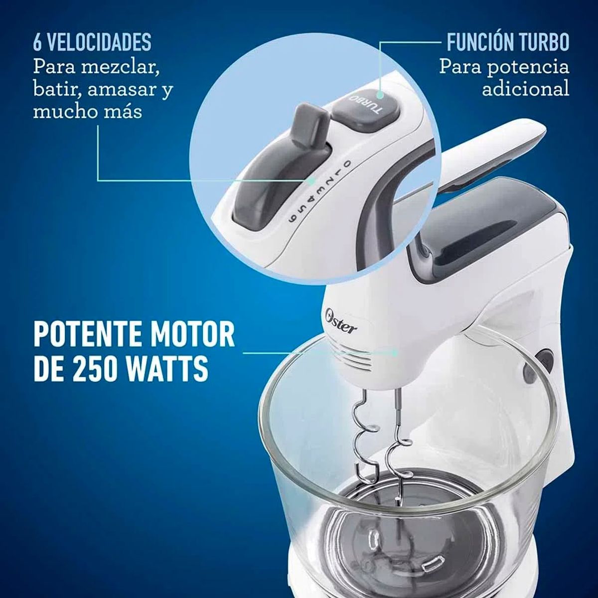OSTER - OSTER BATIDORA DE MANO Y PEDESTAL FPSTHS3611 250W BLANCA