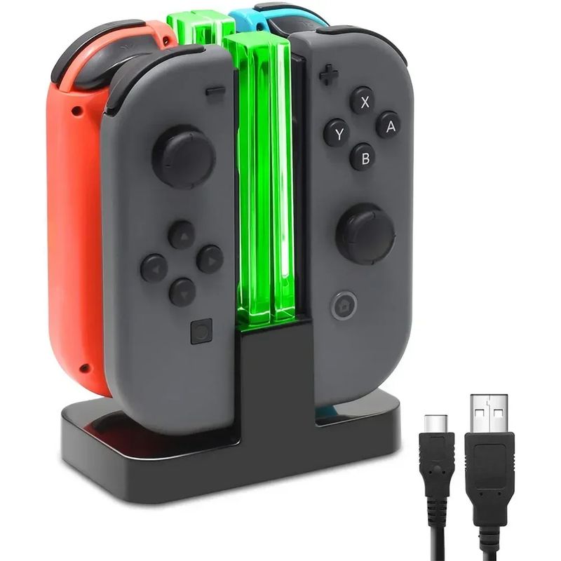 DOBE - Cargador LED Para 4 Mandos Joycon Nintendo Switch