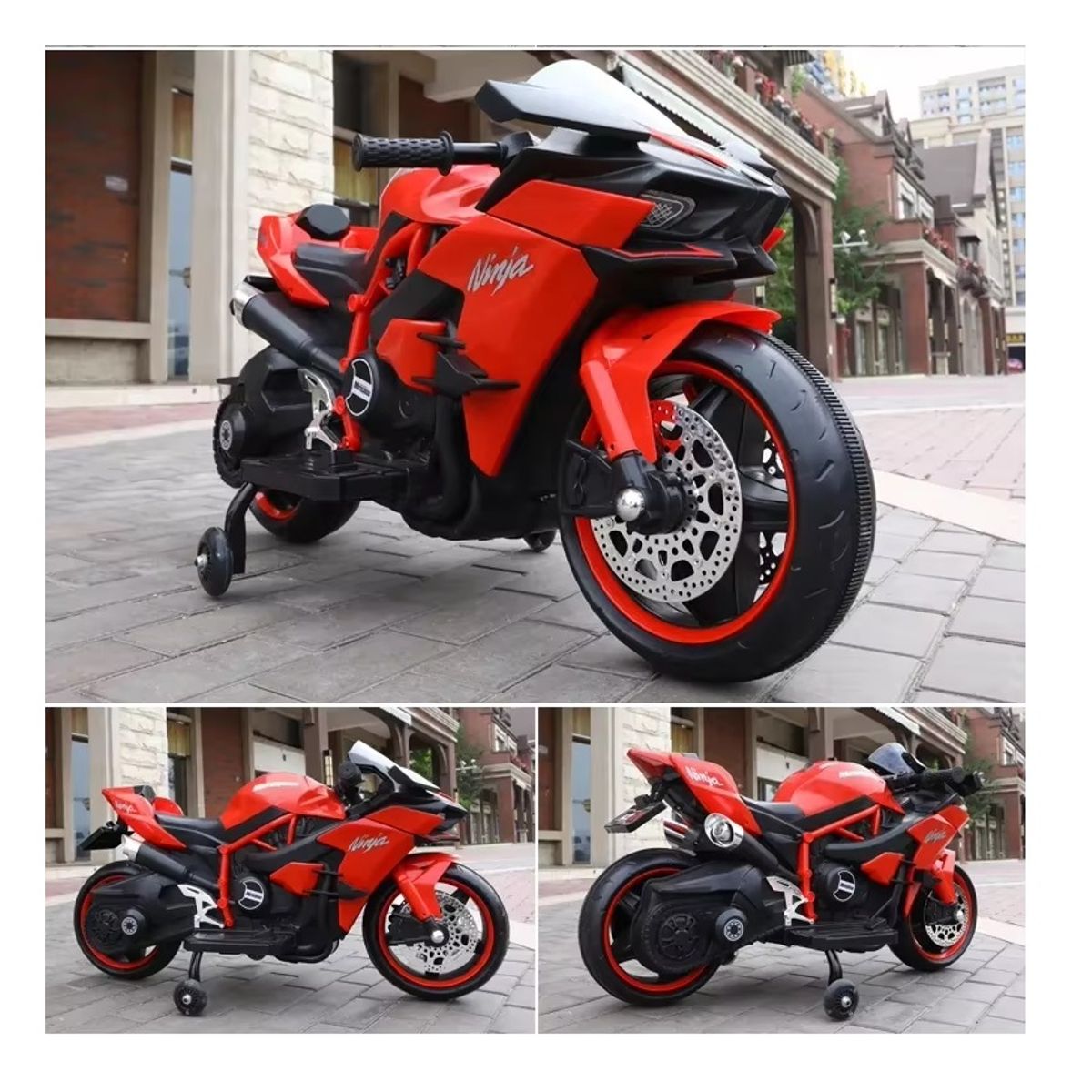 OEM - Moto Eléctrica Infantil Deportiva Estilo Ninja con Luces