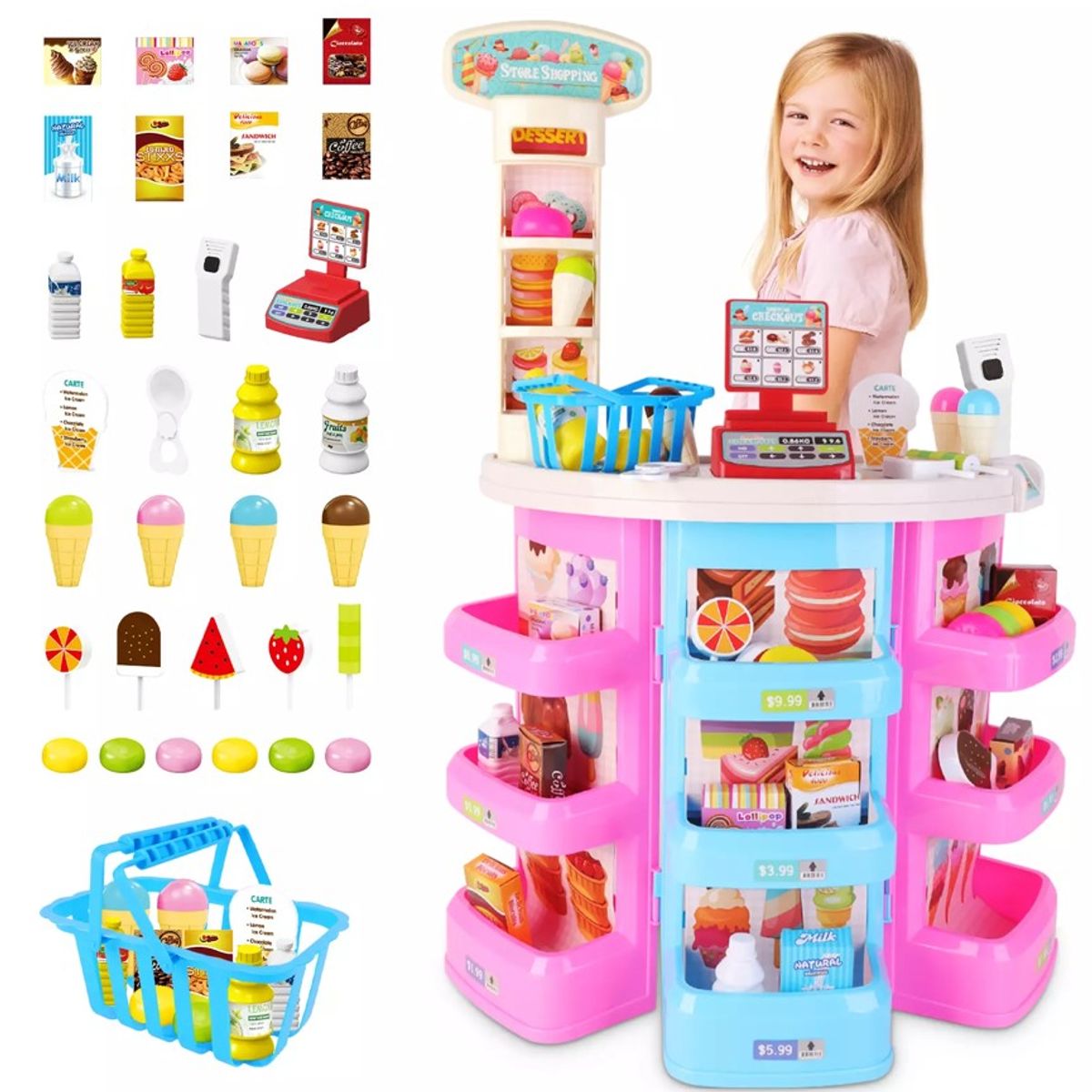 GENERICO - Juguete Set Supermercado de 45 pcs luces y sonidos