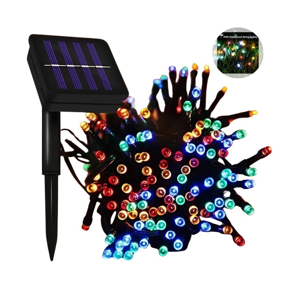 GENERICO - Luces Navideñas Decorativas Multicolor 10mts Con Panel Solar