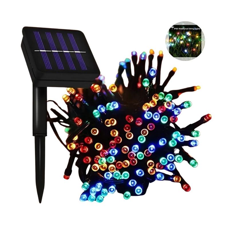 GENERICO - Luces Navideñas Decorativas Multicolor 10mts Con Panel Solar