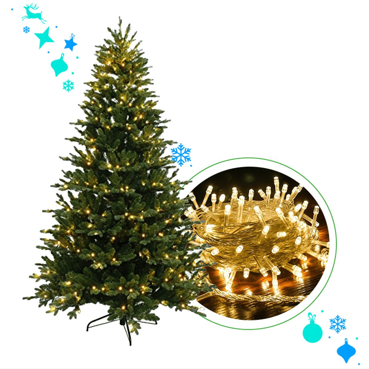 GENERICO - Luces led 200 amarillas Lineales de 15 mts Año Nuevo