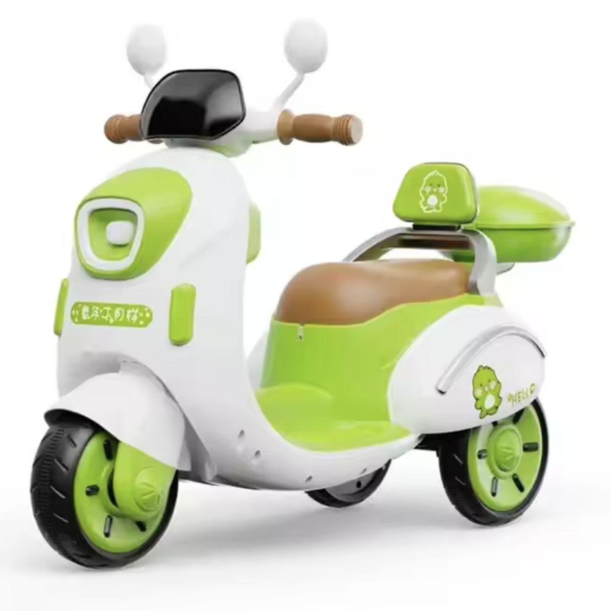 GENERICO - MOTO ELECTRICA RETRO MUSICAL LUCES CONTROL REMOTO-VERDE NIÑOS