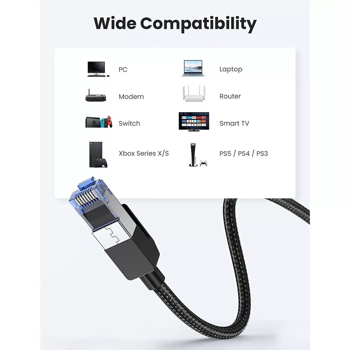 UGREEN - Cable de Red UTP Cat8 Ugreen 3m RJ45 40Gbps Trenzado NW153 - 80432