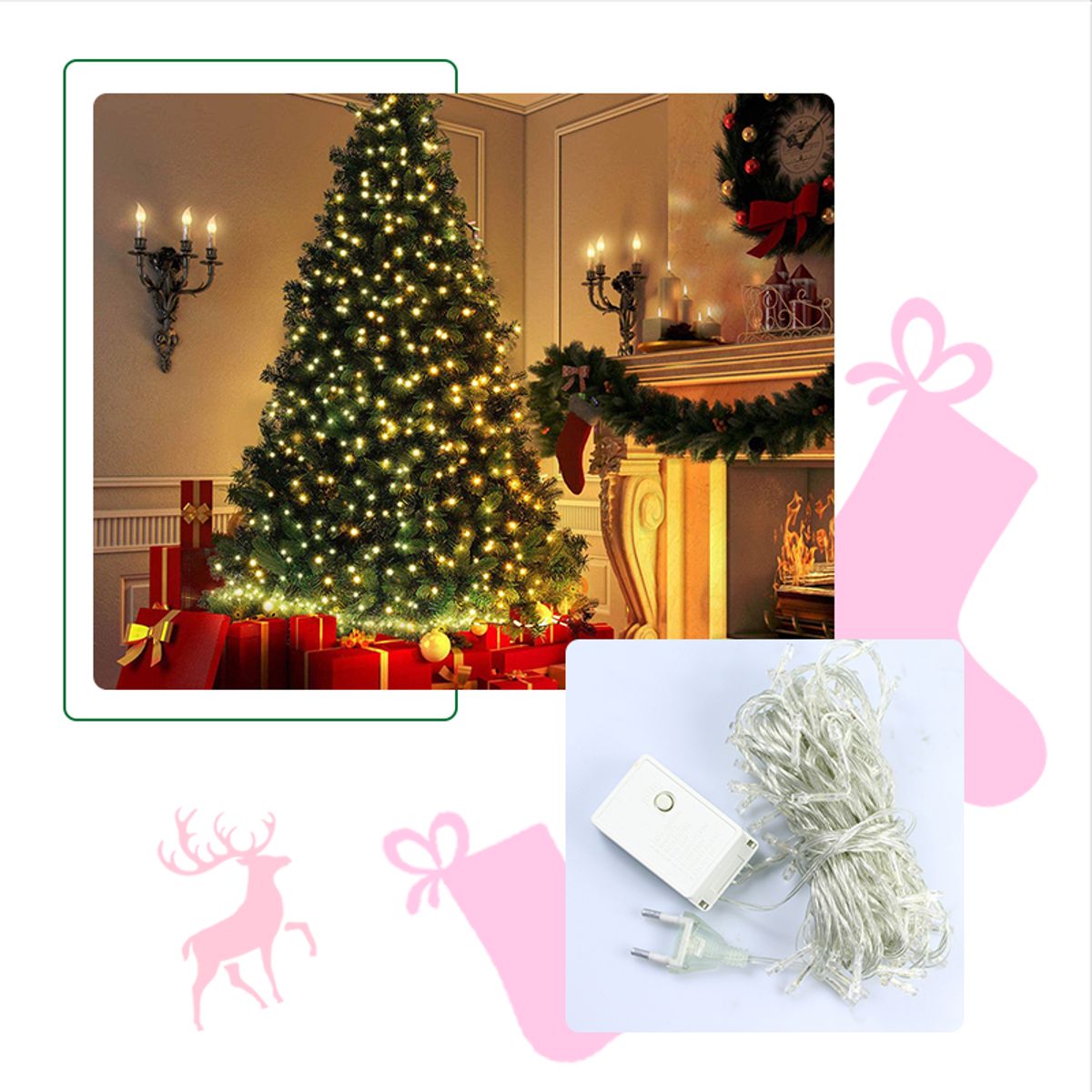 GENERICO - Luces led navideñas tira lineal de 25 mts Amarillas