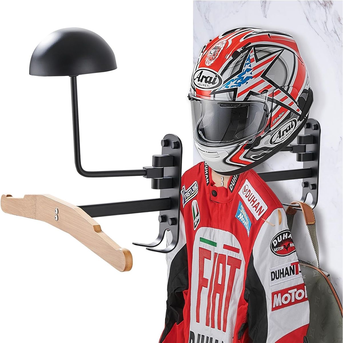 GENERICO - Soporte de Casco con colgador multiuso Negro Mate
