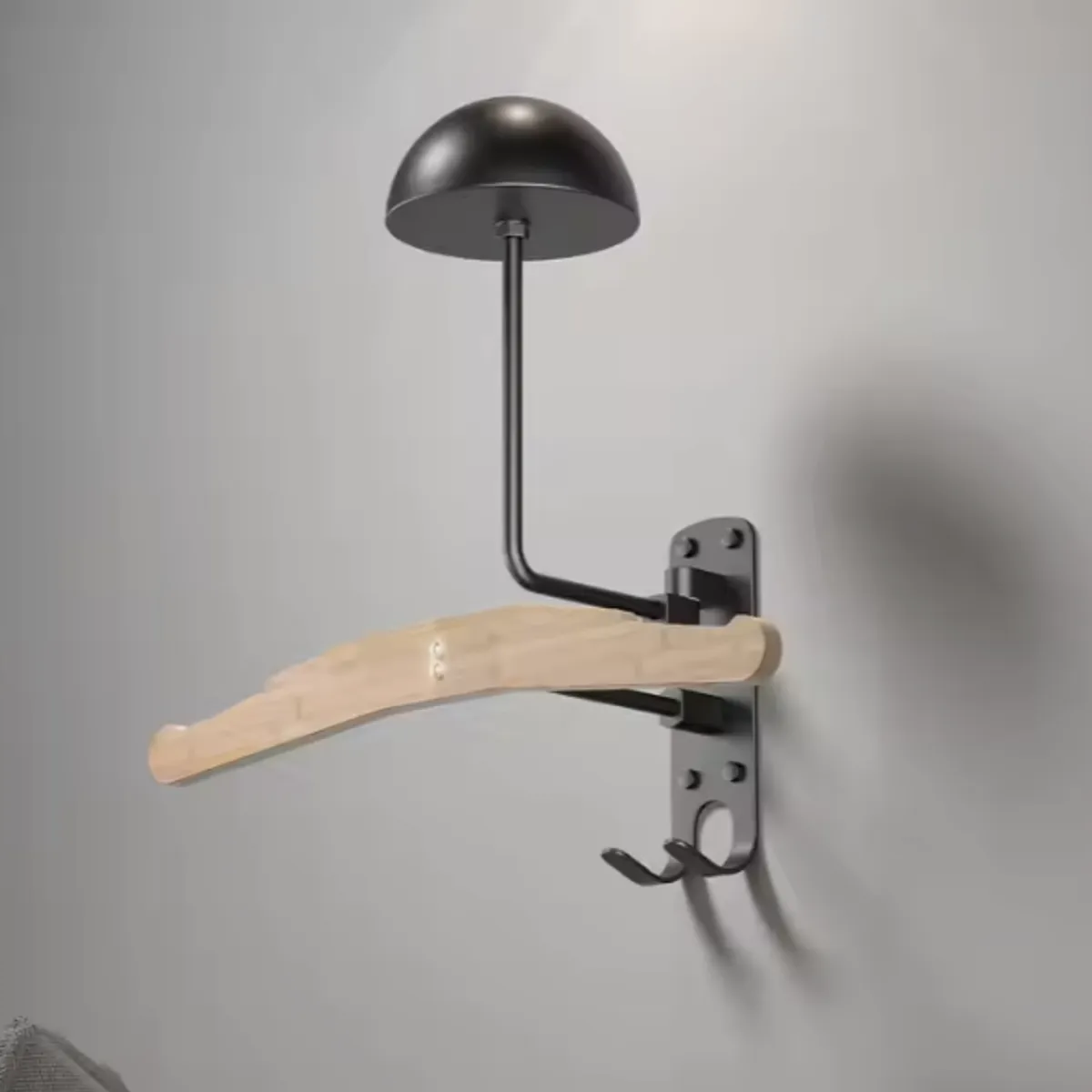 GENERICO - Soporte de Casco con colgador multiuso Negro Mate