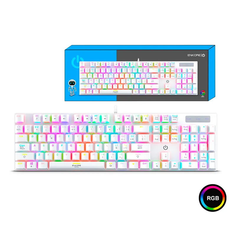 ENKORE - Teclado Gamer Mecanico Enkore Royale White Rgb Switch Red
