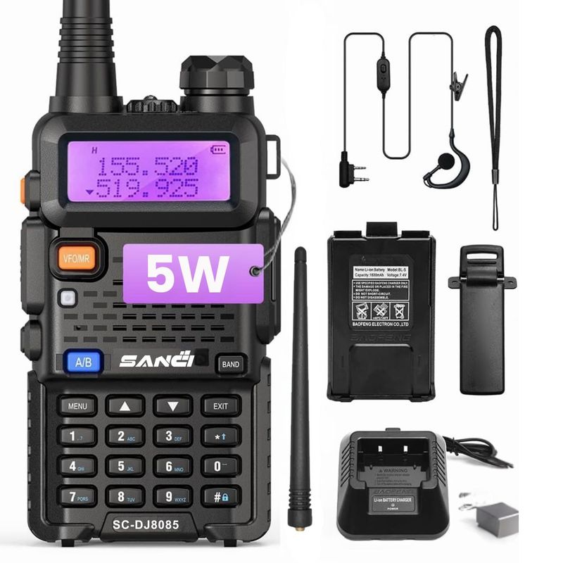 SANC - Walkie-Talkie con SOS Linterna LED y Largo Alcance 5KM