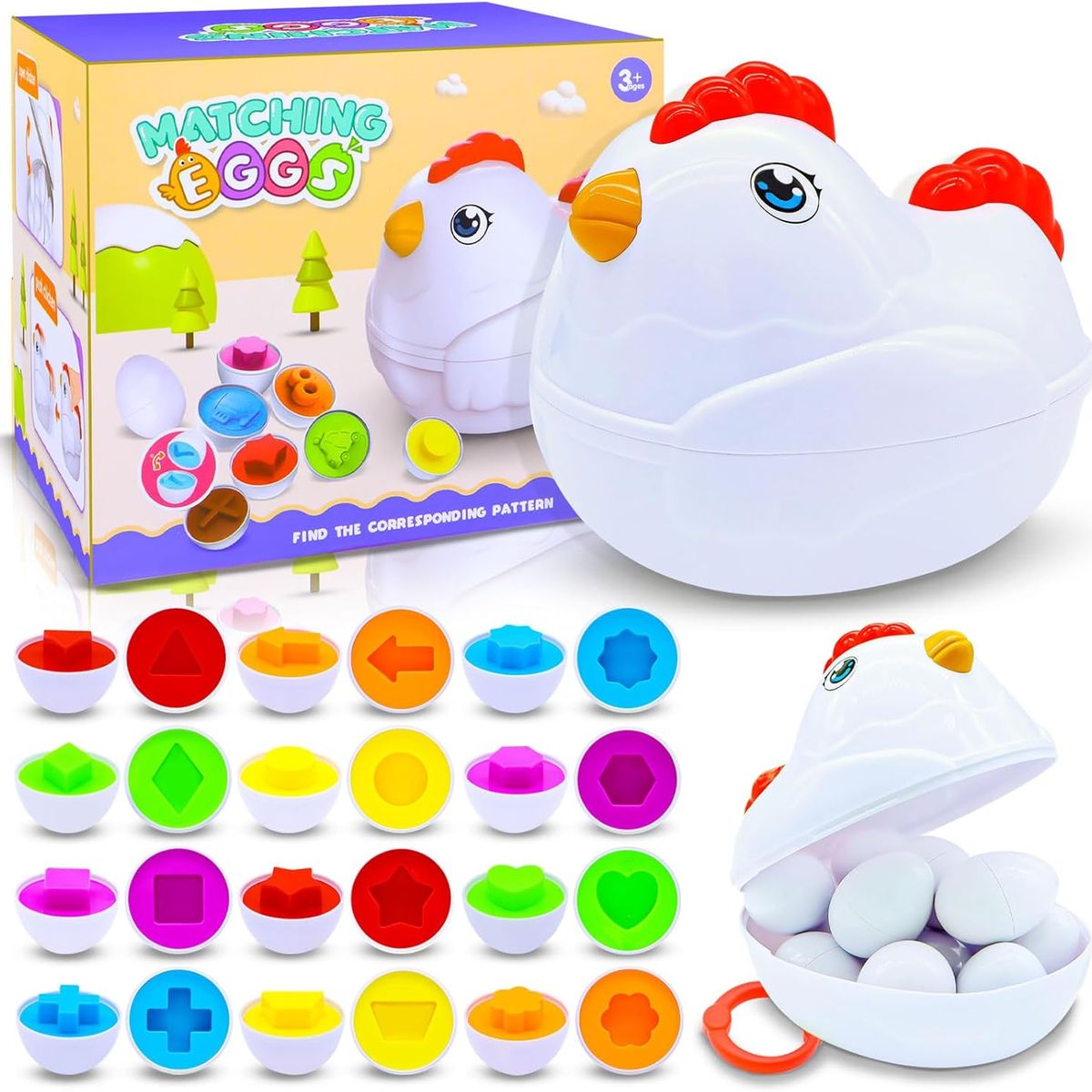 GENERICO - Gallinita Didáctica con 12 huevos de asociación