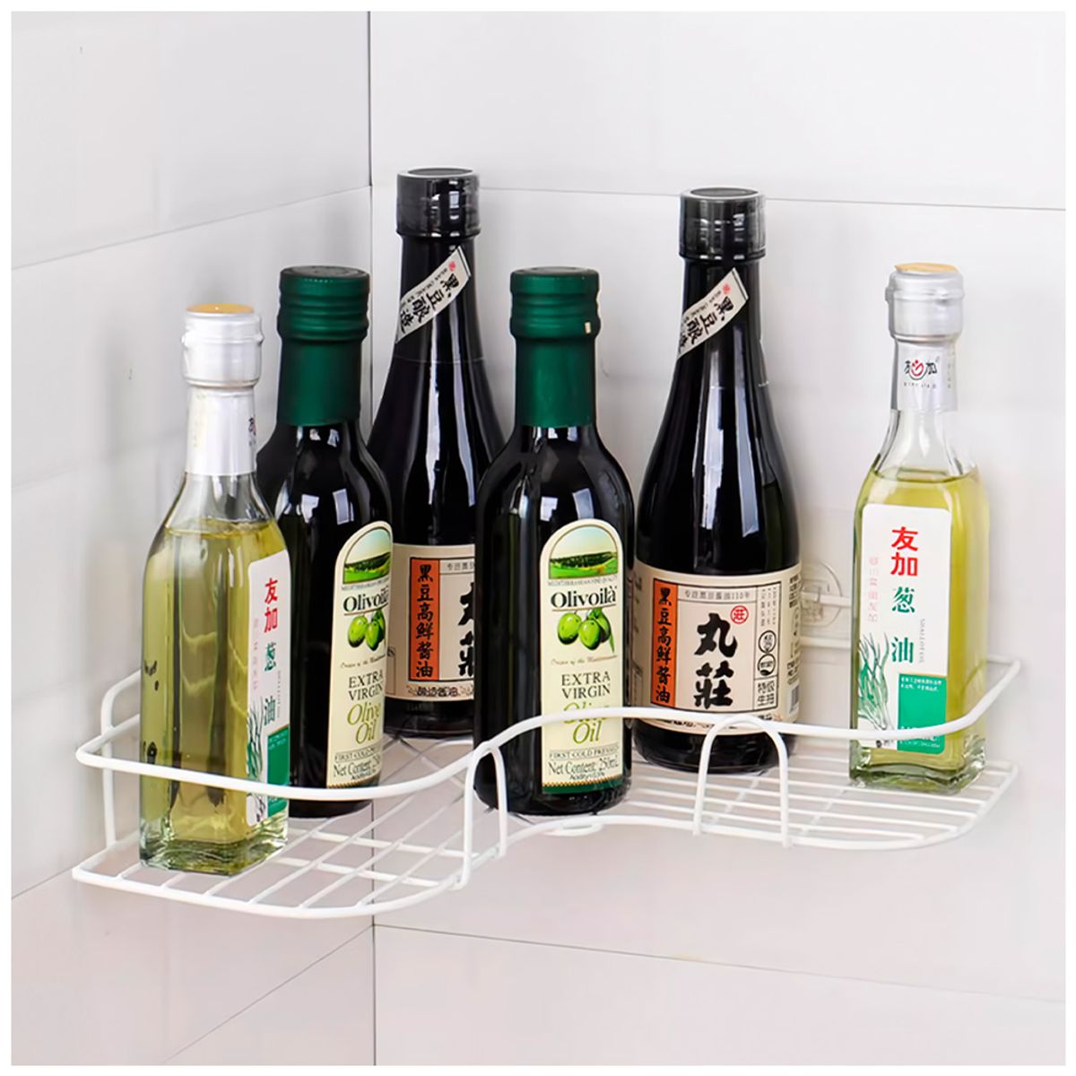 KELLER - Organizador Esquinero de Cocina con Adhesivo Blanco