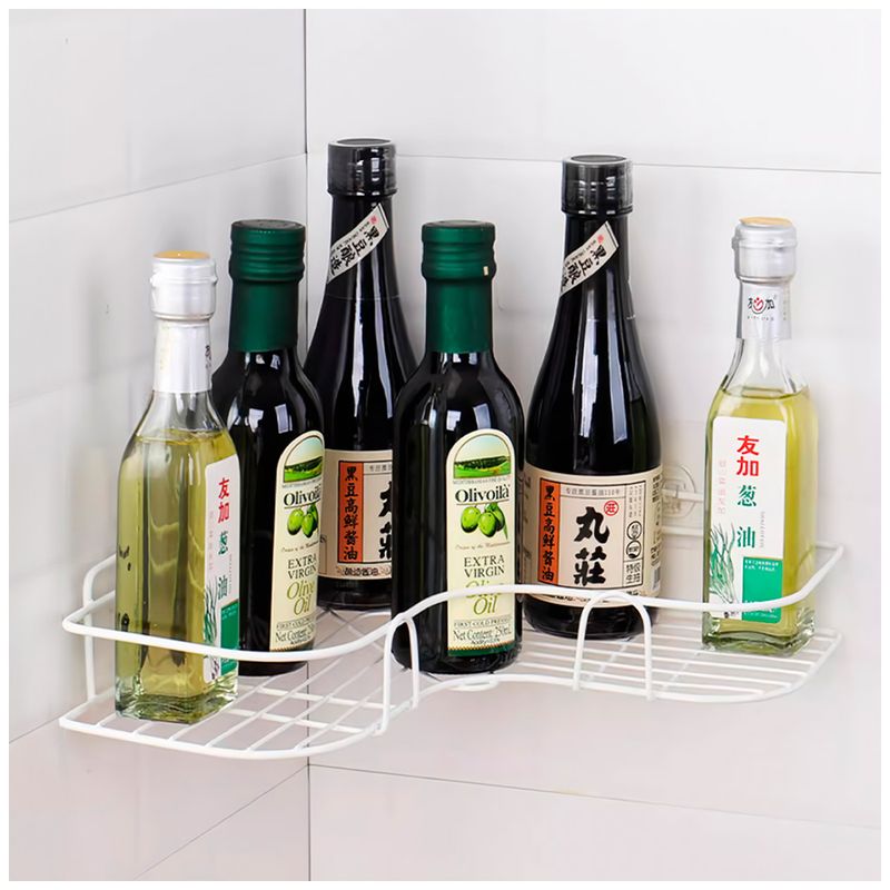 KELLER - Organizador Esquinero de Cocina con Adhesivo Blanco