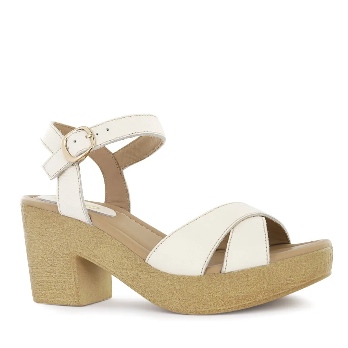 ECCO - Sandalias con taco Mujer Ecco  Analu11Marfil Cuero Natural