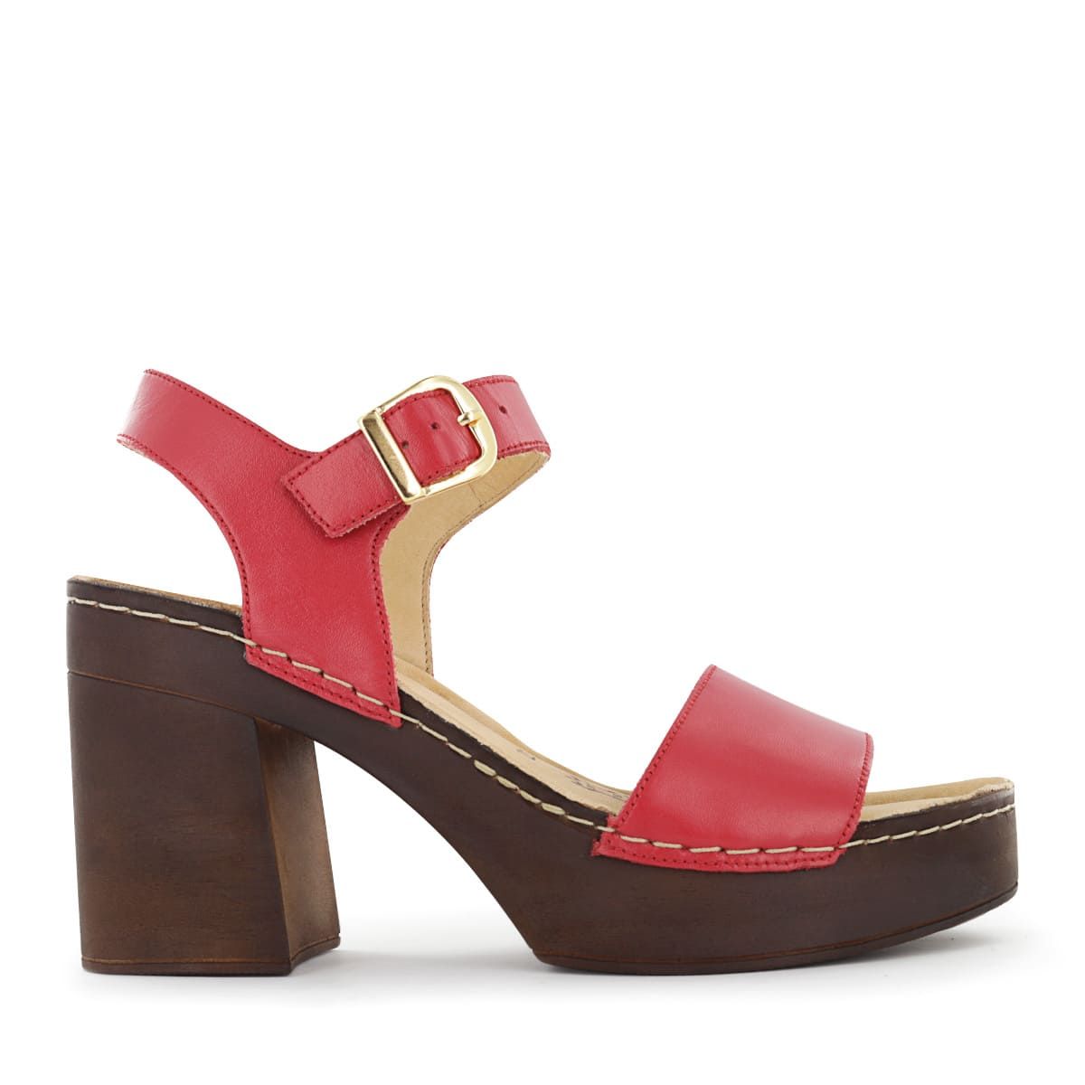 ECCO - Sandalias Con Taco Mujer Ecco Triana01 Rojo Cuero