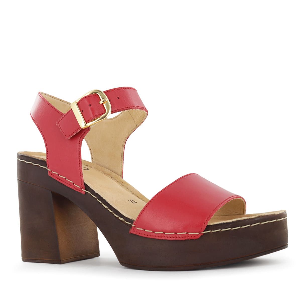 ECCO - Sandalias Con Taco Mujer Ecco Triana01 Rojo Cuero