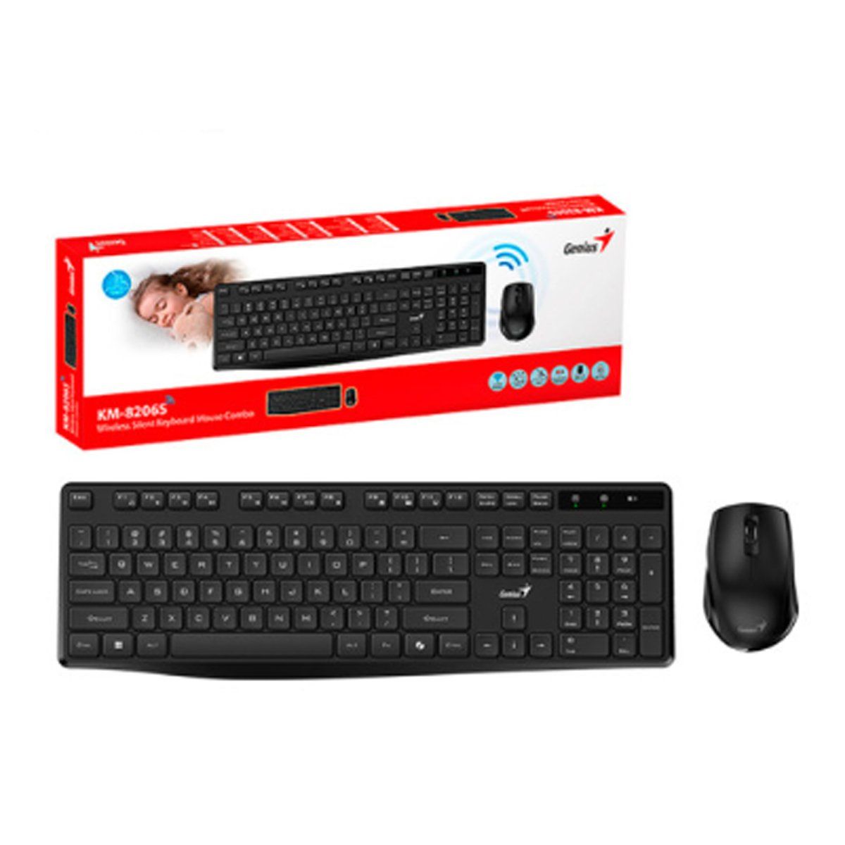 GENIUS - Teclado Genius + Mouse Wireless Km-8206s Usb Color Negro