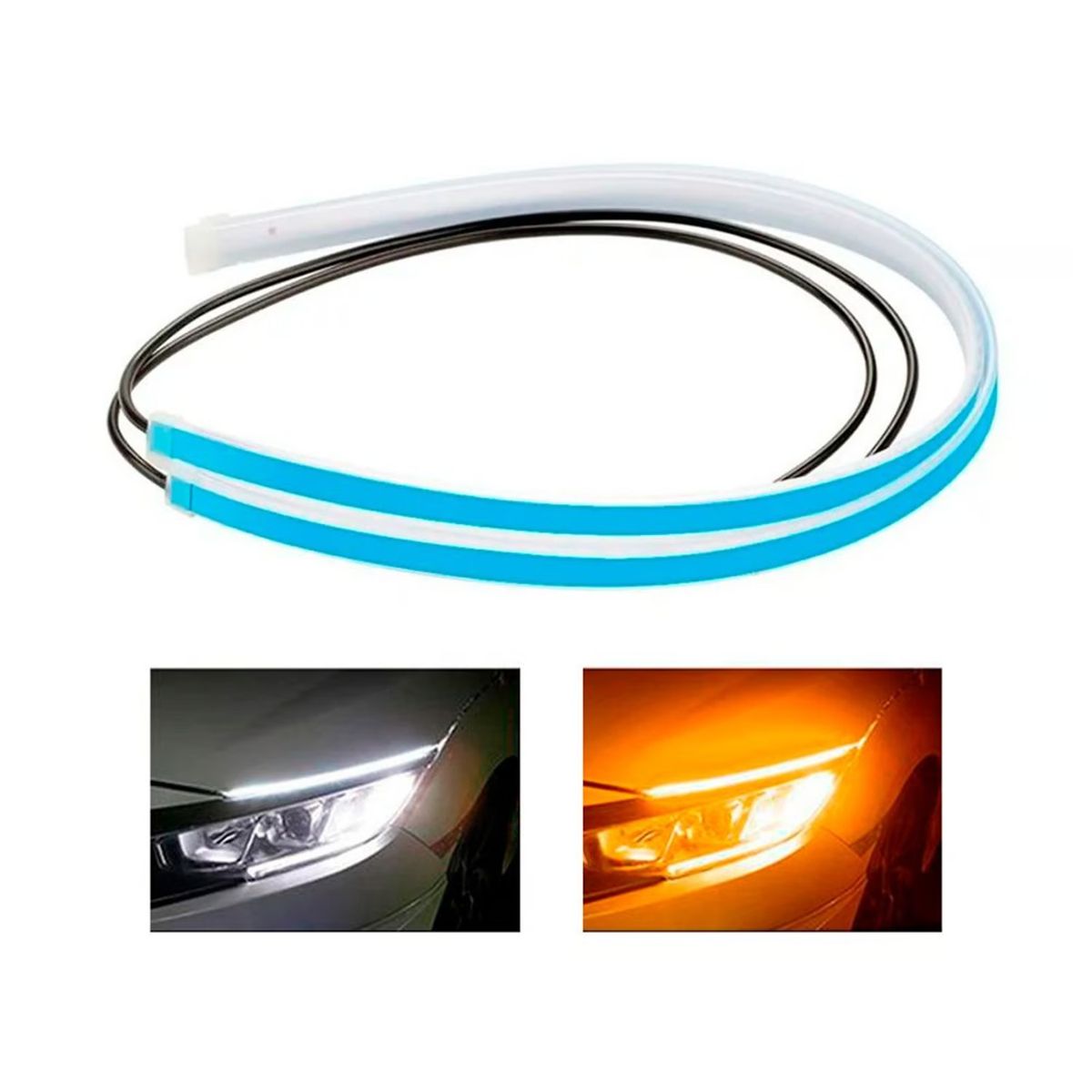 GENERICO - Tira Led Faro Delantero Blanco Y Ámbar 60CM