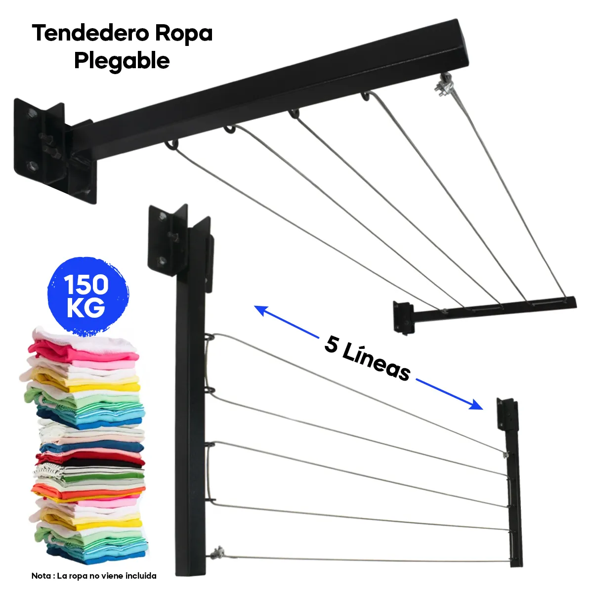 HOLGU - Tendedero Ropa Plegable Acero Soporte 150KG