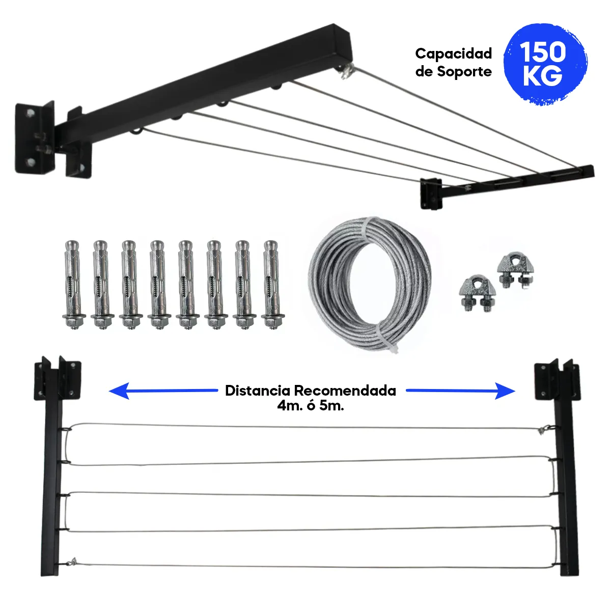 HOLGU - Tendedero Ropa Plegable Acero Soporte 150KG