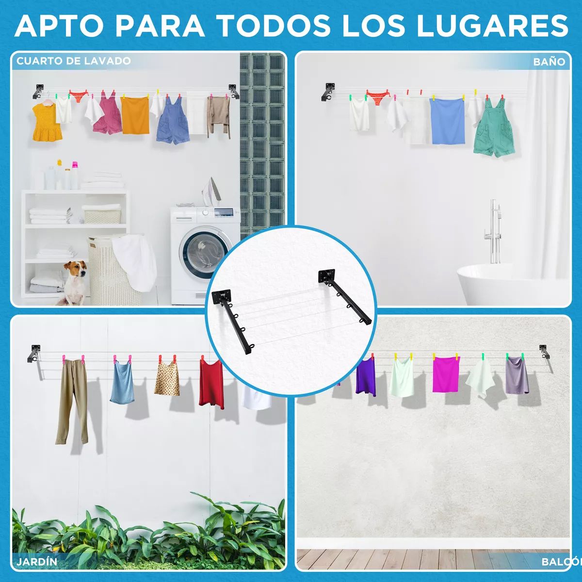 HOLGU - Tendedero Plegable Ropa Reforzado Metalico Retractil Tendal