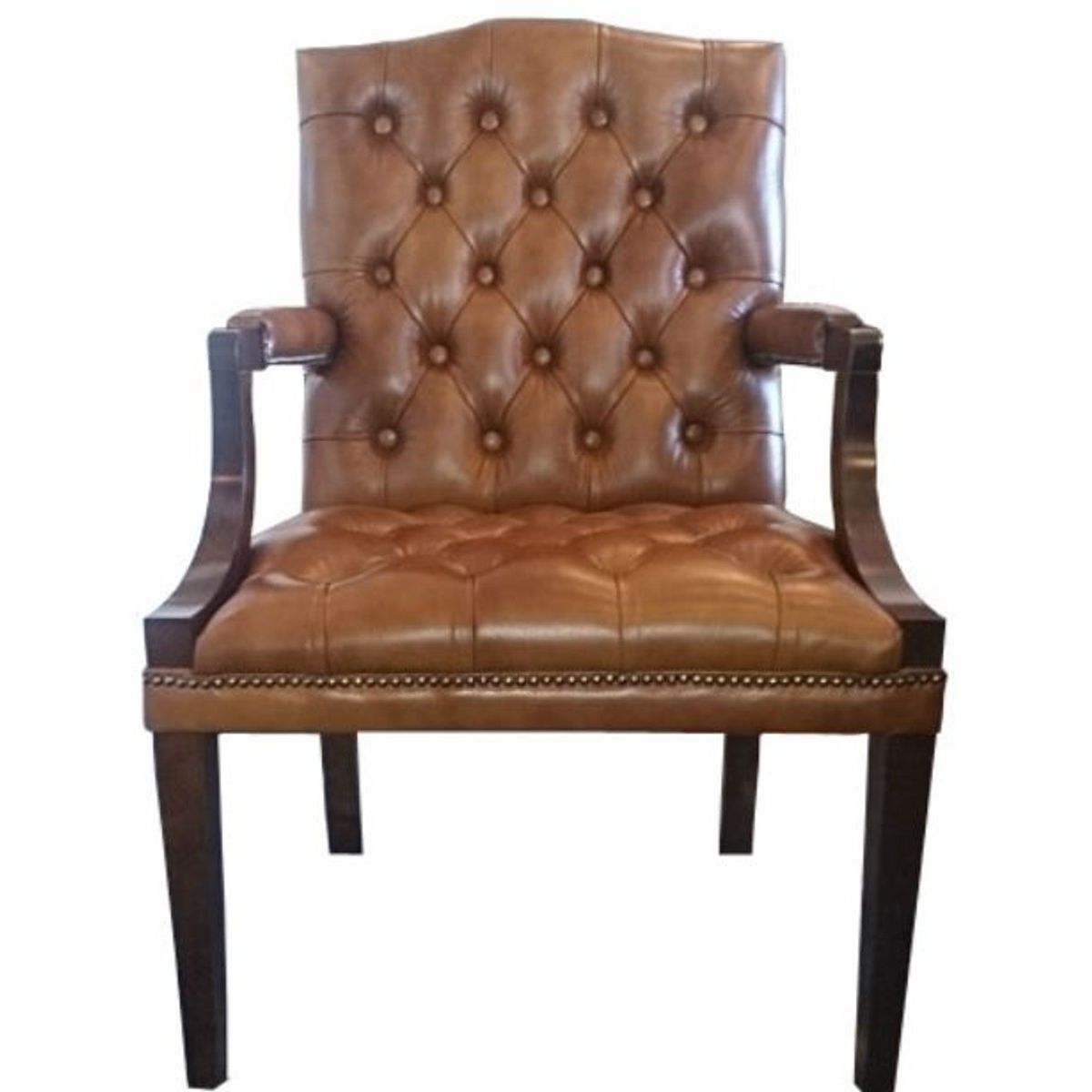 DMUEBLES - DM Silla con posabrazos Alessandro Cuero Procesado - Marrón