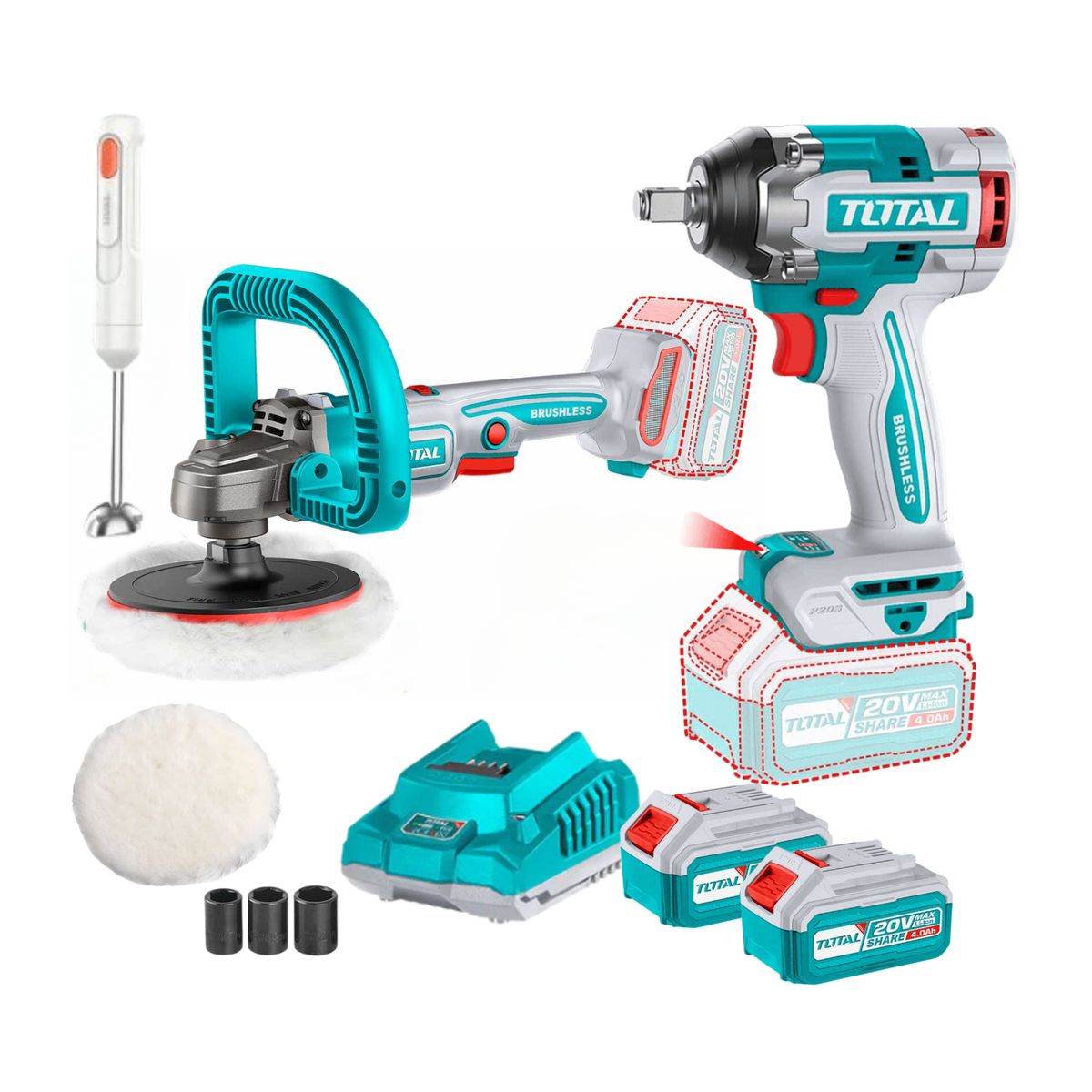 TOTAL TOOLS - Llave de impacto 500nm + pulidora industrial Total