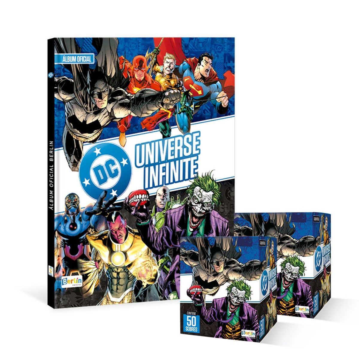 EDITORIAL BERLIN - ALBUM DC UNIVERSE, ALBUM TAPA DURA + 2 PAQUETONES  (100 SOBRES)