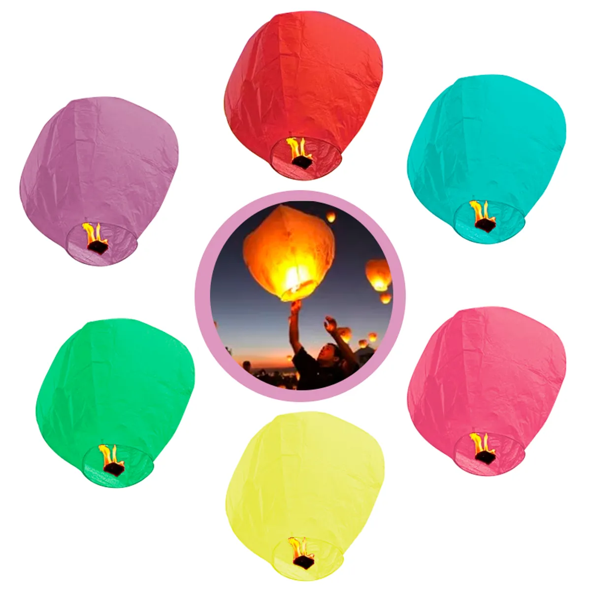 GENERICO - Globos de los Deseos de Cantoya Pack x 6 unidades