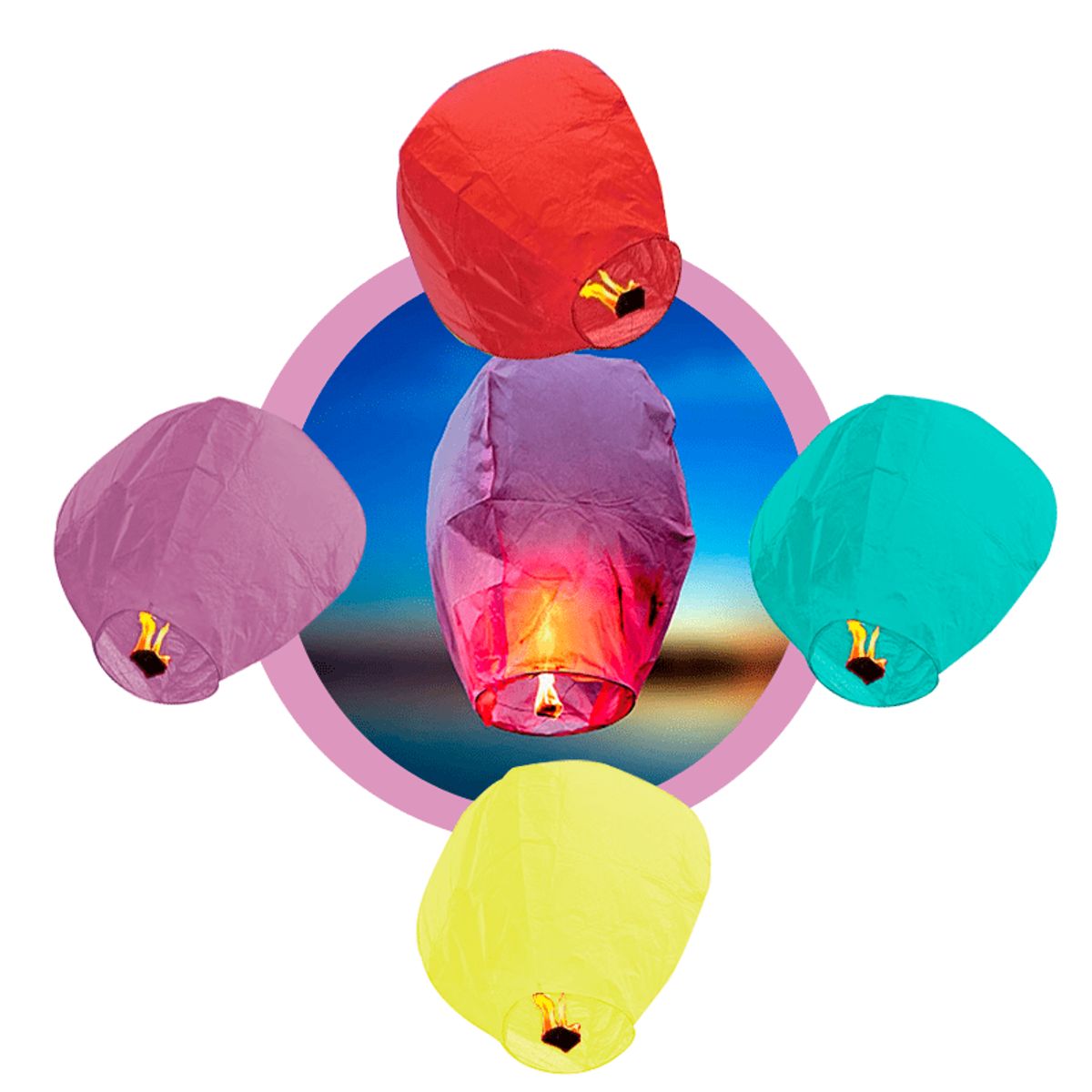 GENERICO - Globos de los Deseos de Cantoya Pack x 4unidades