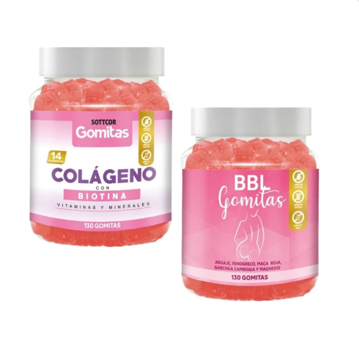 GENERICO - AGUAJE BBL EN GOMITAS + COLAGENO CON BIOTINA SOTTCOR PACK 2