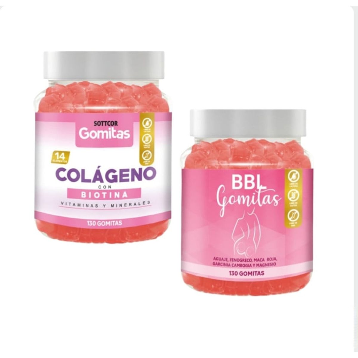 GENERICO - AGUAJE BBL EN GOMITAS + COLAGENO CON BIOTINA SOTTCOR PACK 2