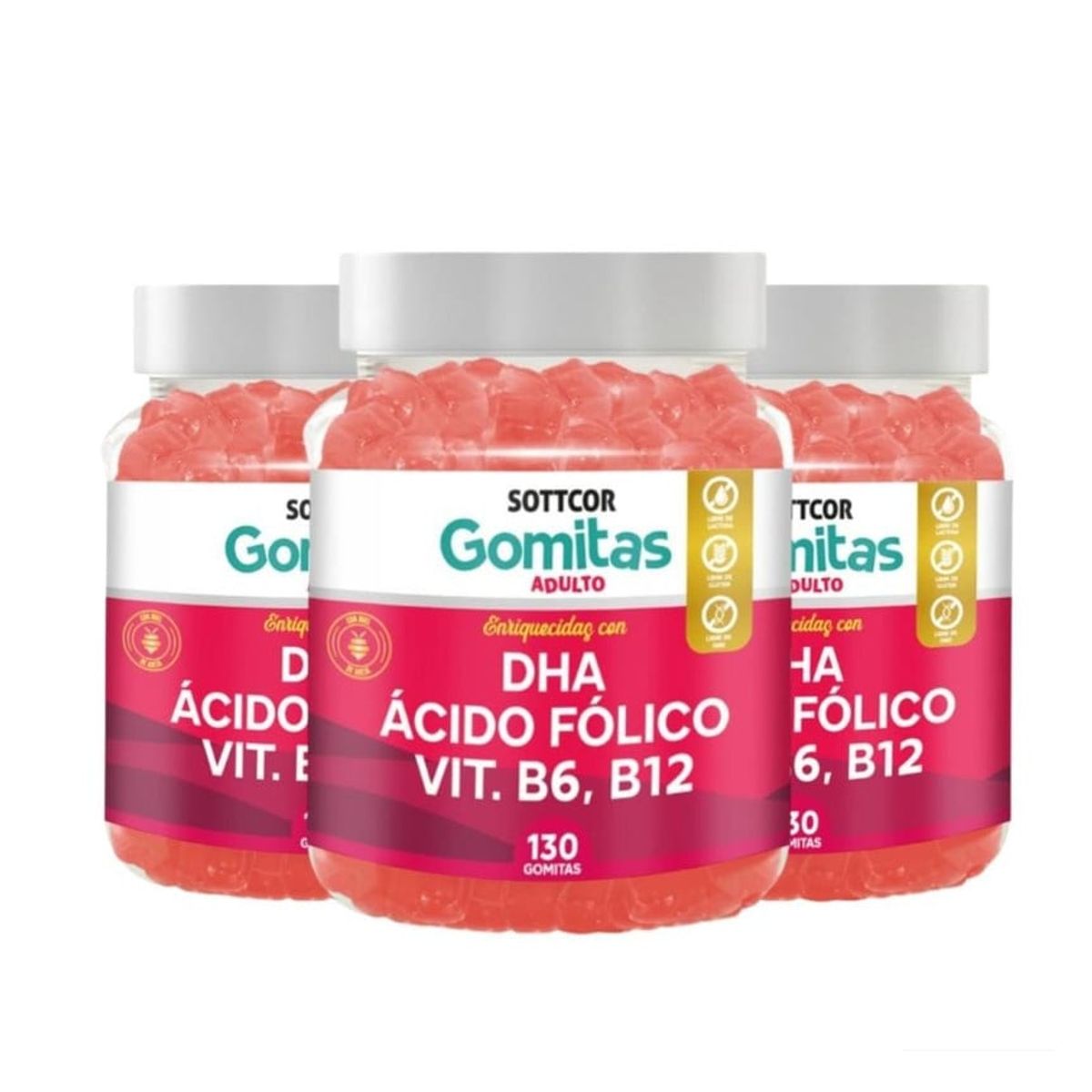 GENERICO - PACK 3 DHA PRENATAL PARA ADULTOS GOMITAS SOTTCOR 100GR