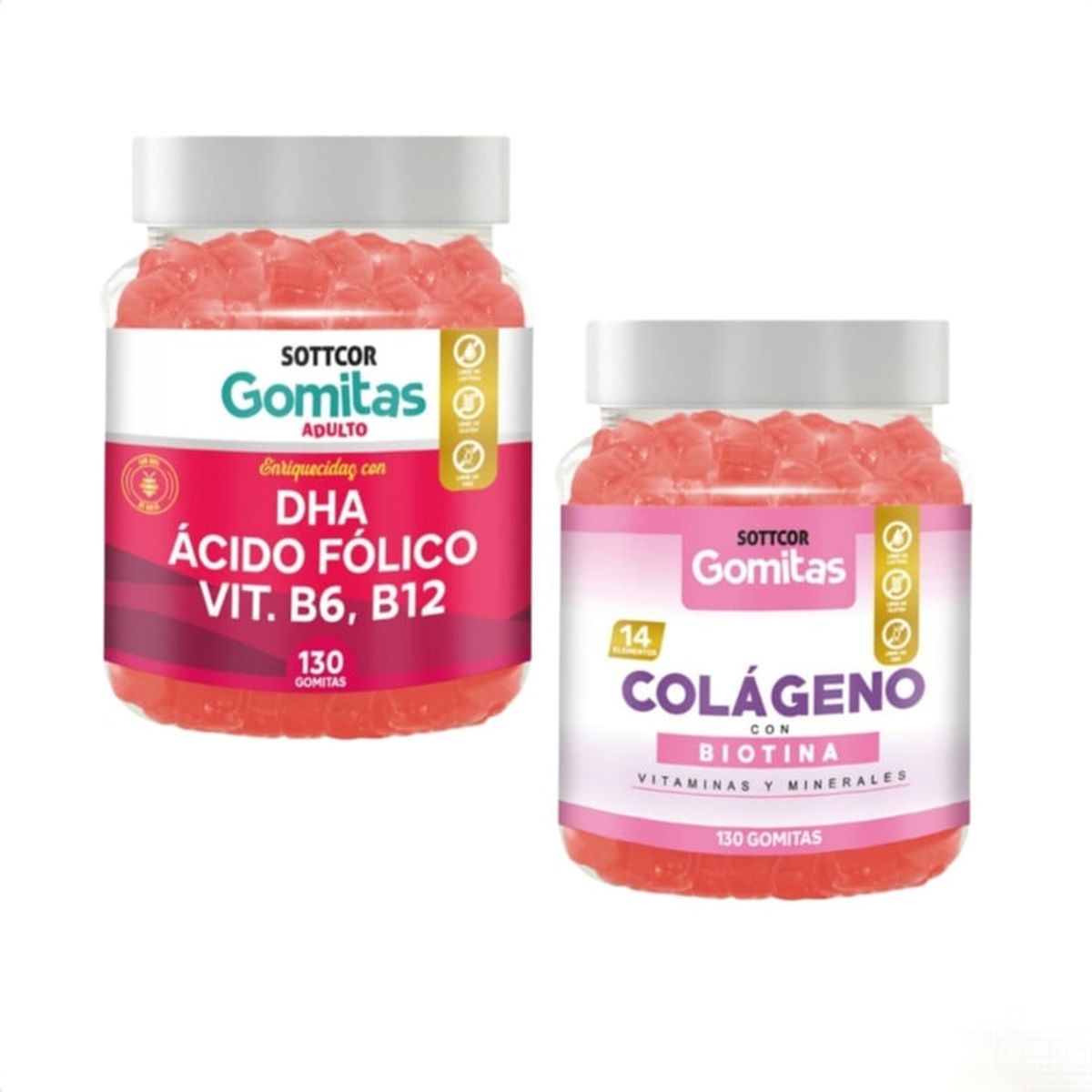 GENERICO - GOMITAS DE COLAGENO CON BIOTINA + DHA ACIDO FOLICO SOTTCOR X2