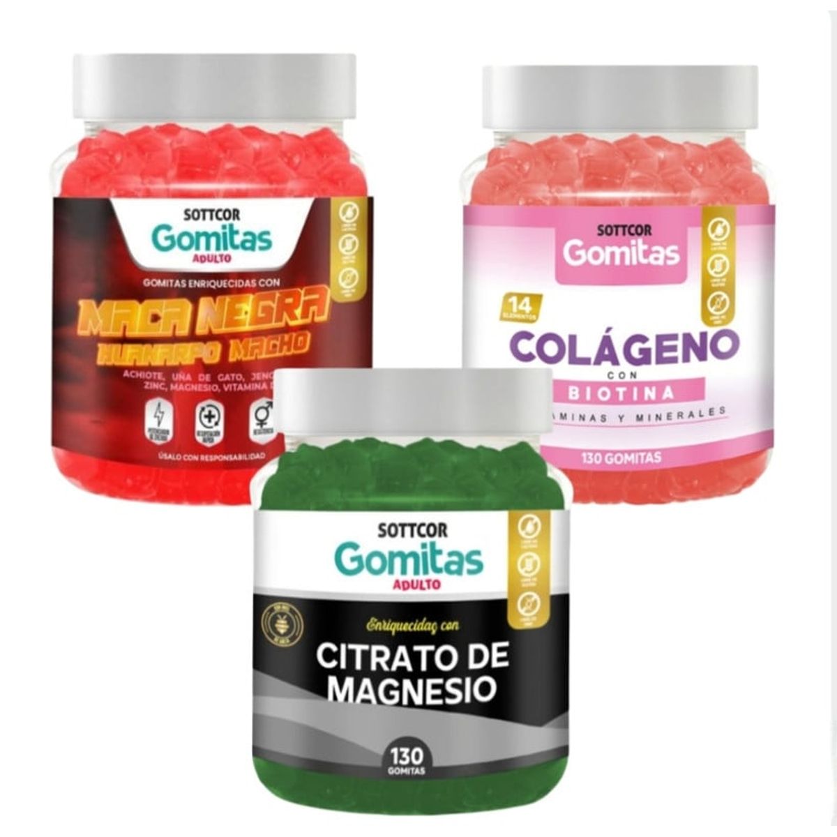 GENERICO - COLAGENO ADULTOS + CITRATO DE MAGNESIO + MACA NEGRA GOMITAS SOTTCOR