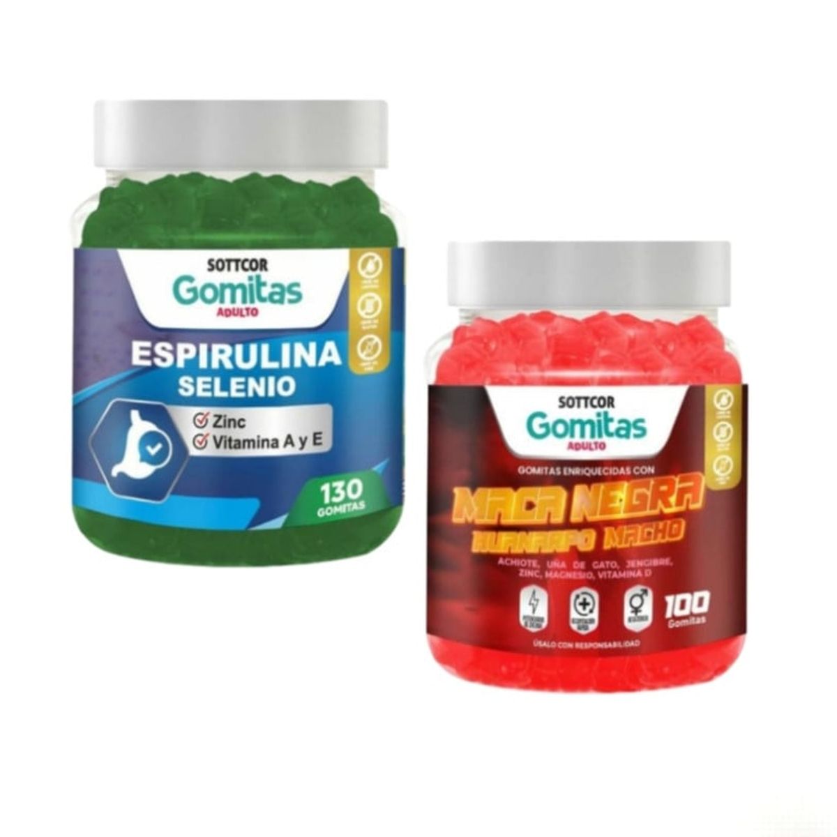 GENERICO - GOMITAS DE MACA NEGRA HUANARPO MACHO + ESPIRULINA SELENIO SOTTCOR 2X