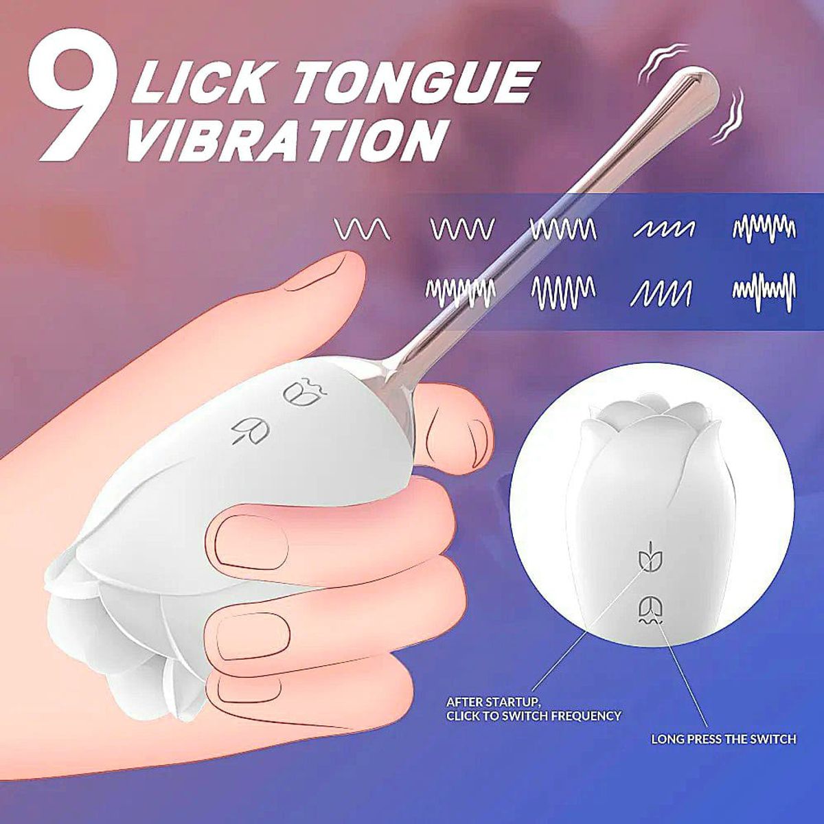 DR PINKY - Vibrador Consolador para Mujer Flor Rosa con Lengua Estimula Clítoris